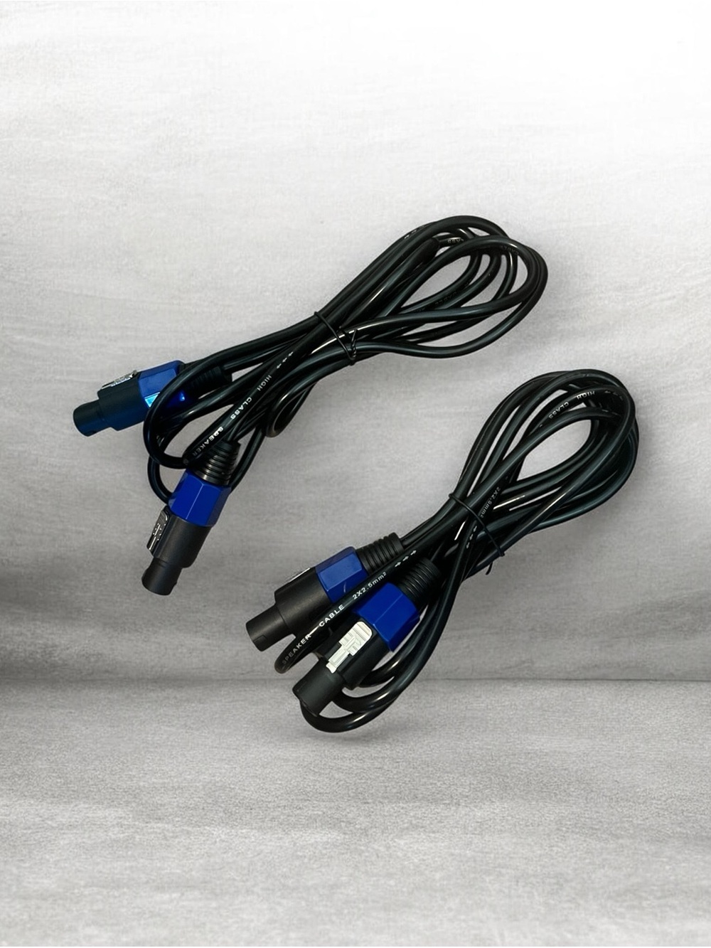 Pack of 2 Blue & Black Professional Speakon to Speakon Audio Speaker Cable